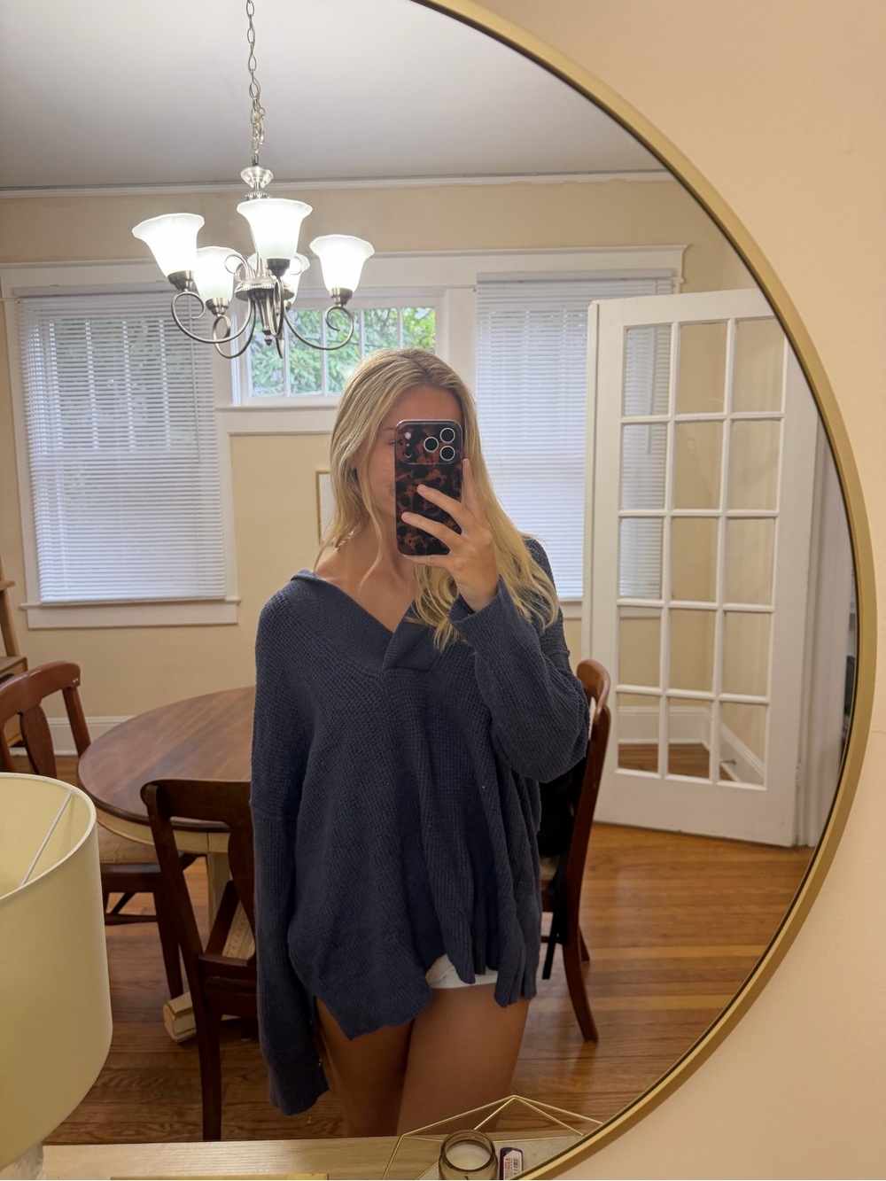 aerie Off-Shoulder Oversized Sweater in Slate Blue